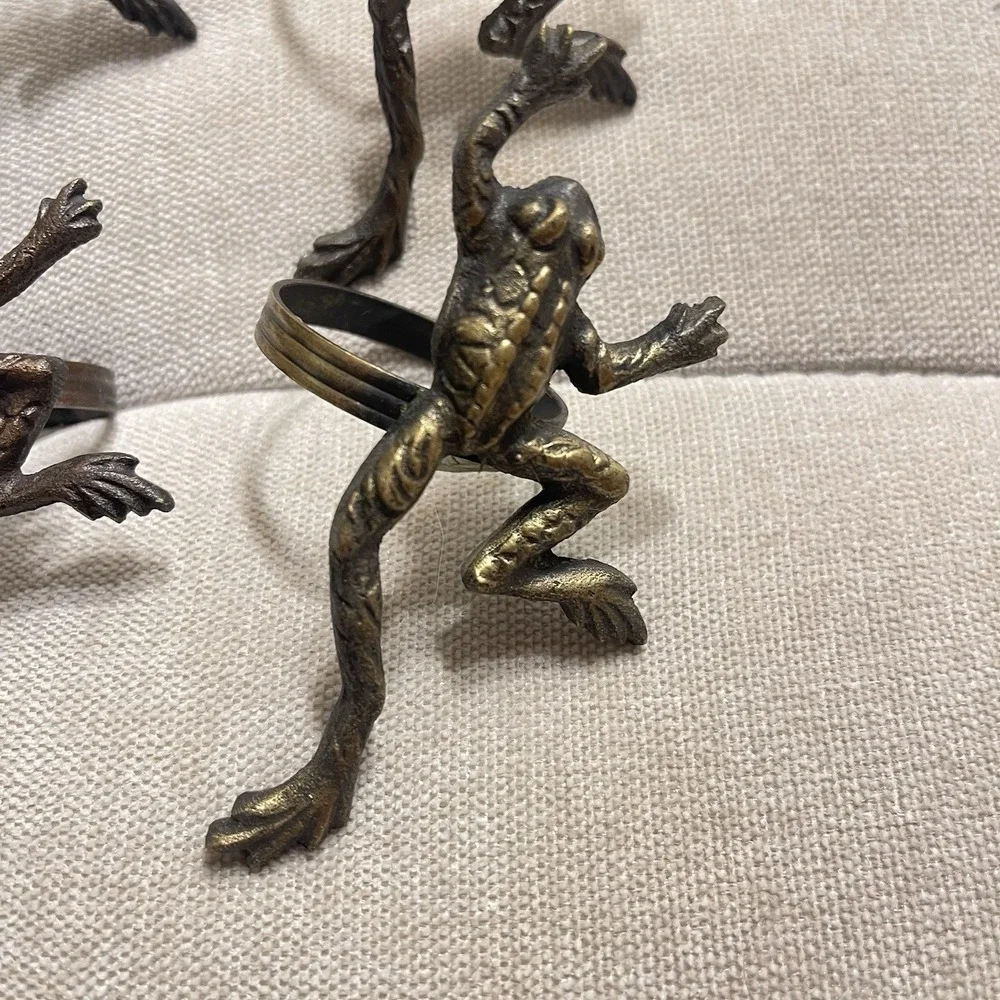 Vintage Metal Kanchan For Mango Lot Of 6 Metal Tree Frog Napkin Rings